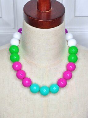 Neon Color Block Magnetic Chunky Necklace